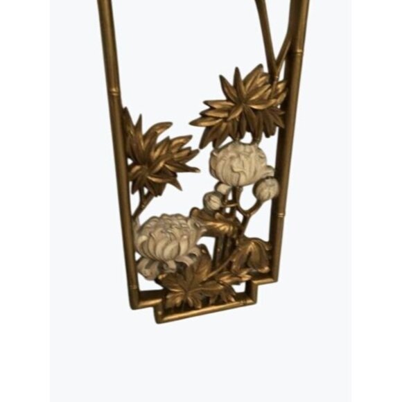 VINTAGE PAIR 1975 HOMCO WALL PLAQUES #7365 GOLD WHITE BIRDS BUTTERFLIES FLOWERS - Picture 5 of 7